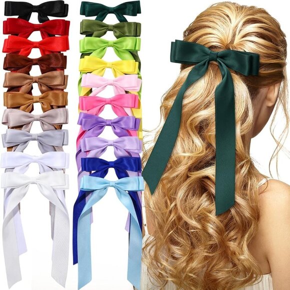 Silky Satin Hair Bows Bulk 20 Pieces Hair Clips for Women and Girls main image 4